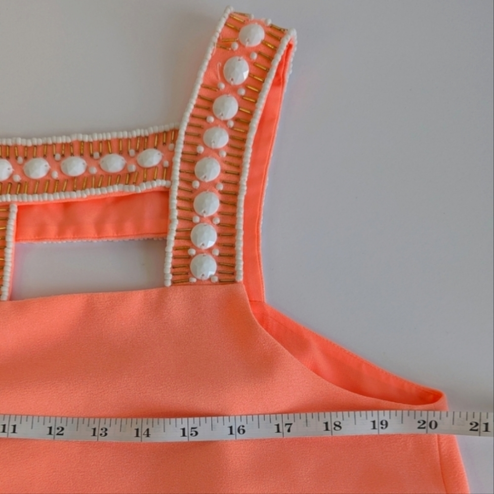 Lilly Pulitzer Mason Beaded Sleeveless Shift Mini Dress Coral Orange sz 6/ 8 - Picture 7 of 9